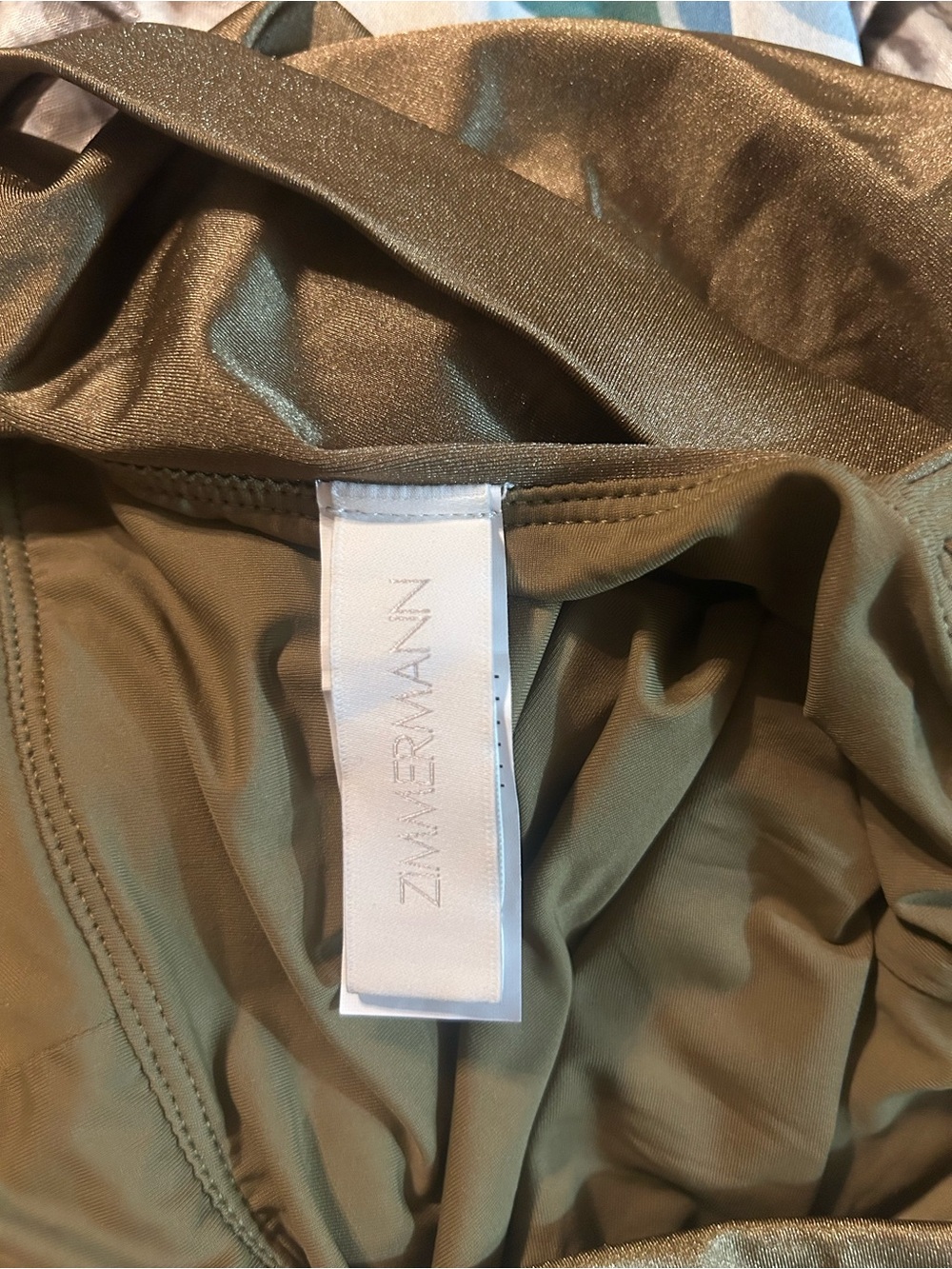 Zimmermann Olive Pattie Plunge Belted Gold Chain One-Piece Swimsuit Size 6/8 - Picture 6 of 7